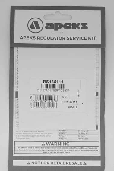 Apeks 2nd Stage Regler Service Kit in original Verpackung, Ersatzteilset für Tauchausrüstung.
