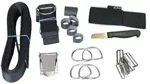 Komplettes Tauchausrüstungs-Set mit Gurten, Schnallen, O-Ringen, D-Ringen und Tauchmesser