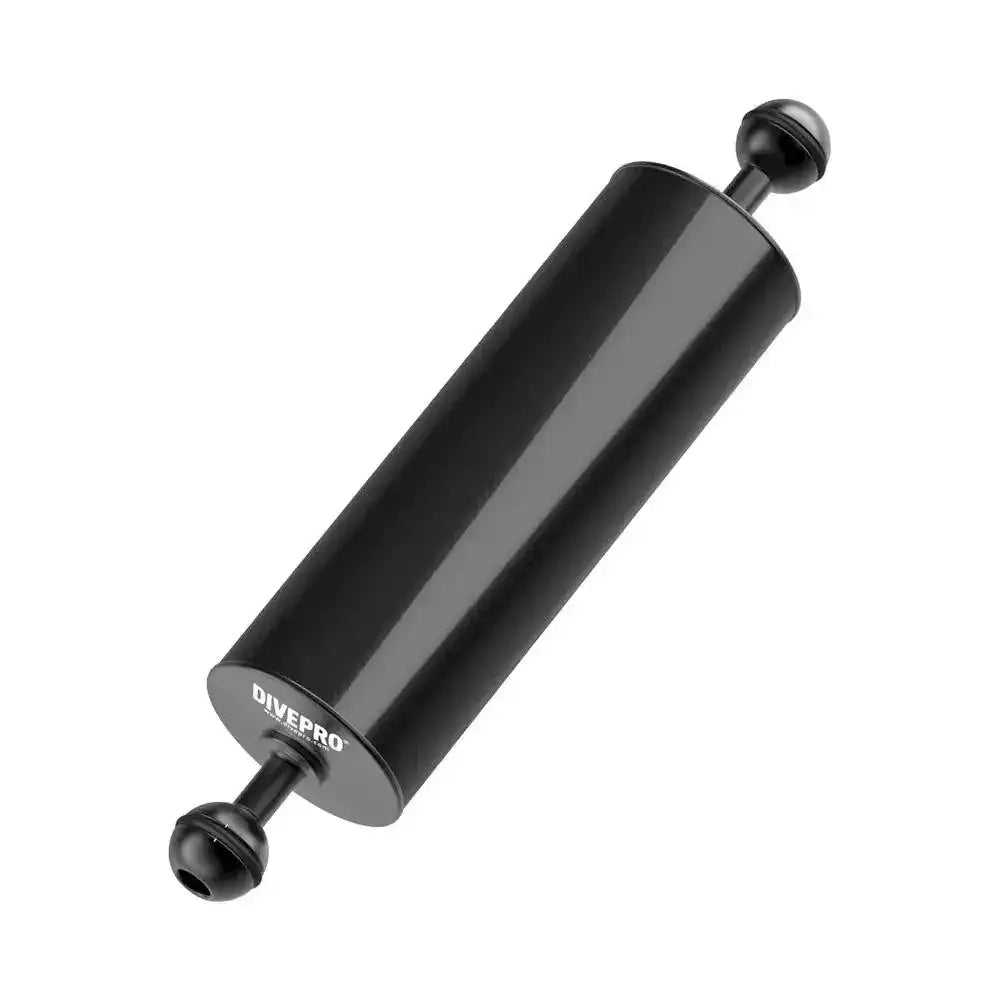 Schwarzer Unterwasser-Float-Arm für Kamera, zylindrisch, mit Kugelkopf-Anschlüssen