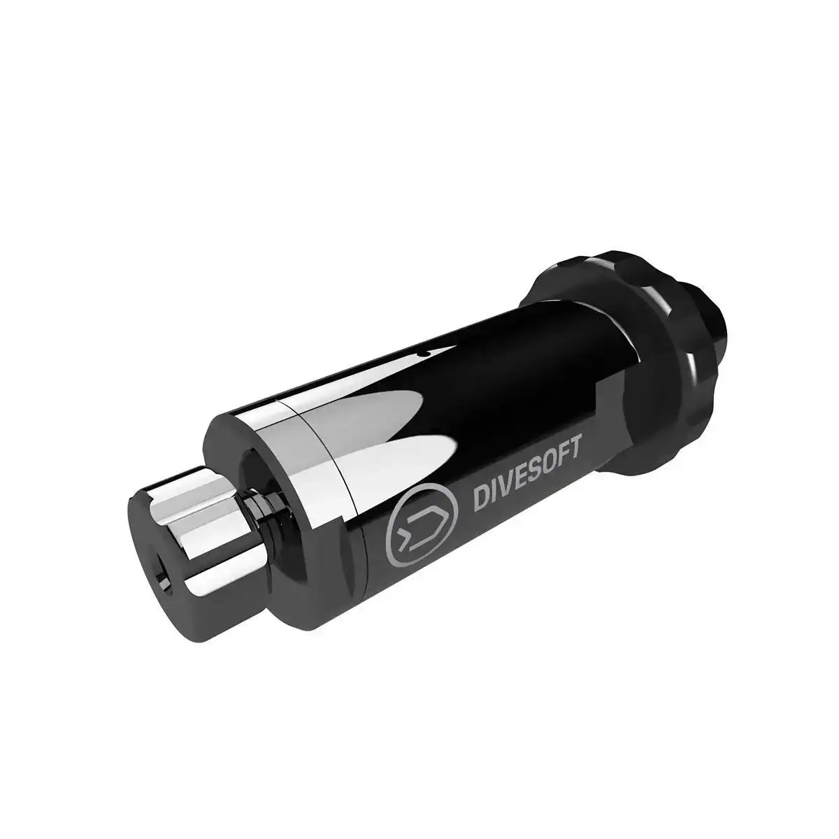 Divesoft Tauchzubehör Hochdrucksensor, schwarzes Metallgehäuse, isoliert auf weißem Hintergrund