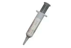 Grau-weiĂe Spritze mit feiner Spitze zur Wartung von TauchausrĂŒstung, neutraler Hintergrund
