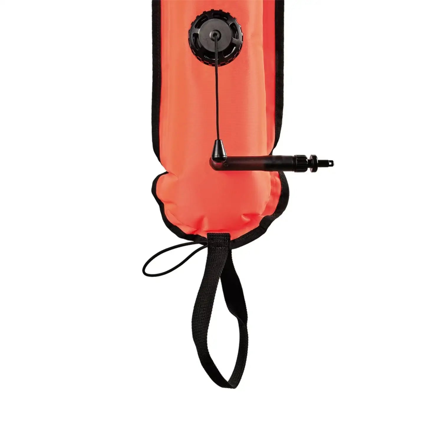 Signalboje für Taucher, orange, mit Ventil und Schlaufe, Nahaufnahme