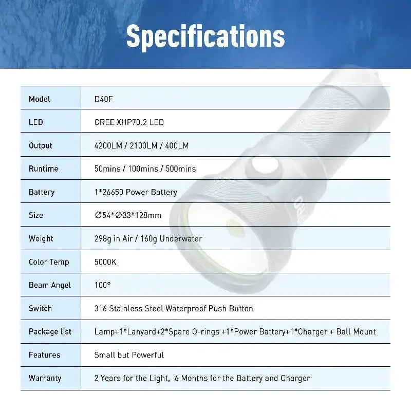 Videoleuchte DIVEPRO D40F von Divepro - Jetzt kaufen