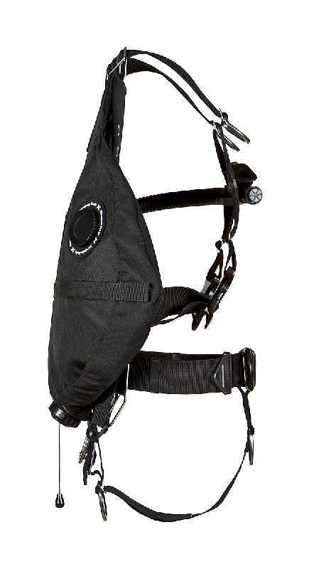 xDEEP Stealth 2.0 Sidemount Komplettset für technisches Tauchen, schwarzes Harness mit Wing-Blase und Befestigungsriemen