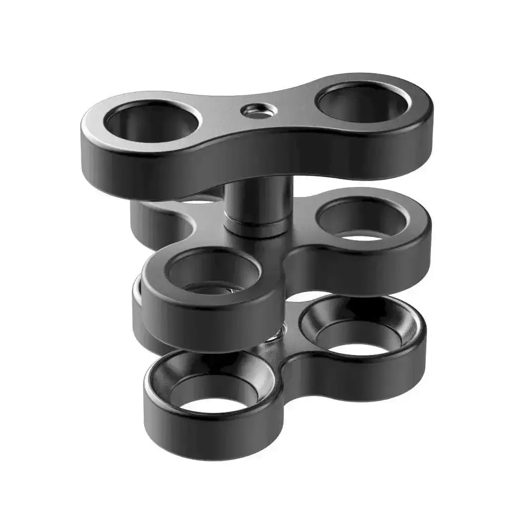 Schwarzer 3-Loch Adapter aus Metall für Tauchausrüstung, stapelbares Zubehörteil