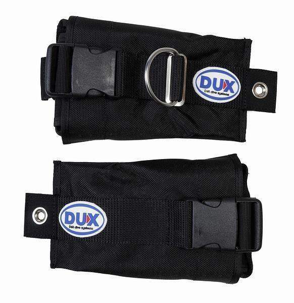 Schwarze DUX Bleitaschen für Tauchausrüstung mit Schnallen und D-Ring, Set aus zwei Stück