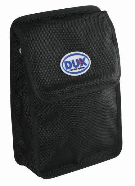 Schwarche Tauchtasche mit Klettverschluss und DUX-Logo, geeignet für Tauchausrüstung