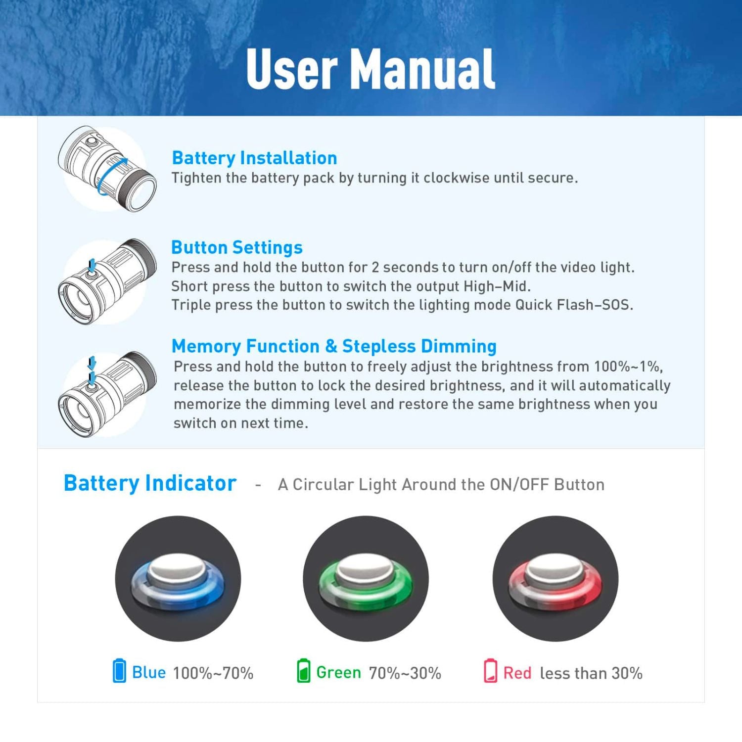 Divepro Videoleuchte G12 Plus V2