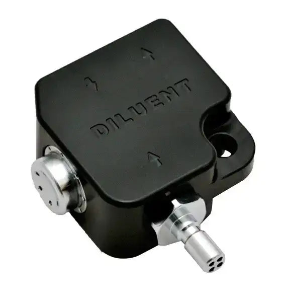 Schwarzes DILUENT-Tauchventil für Rebreather, Nahaufnahme, Tauchausrüstung Zubehör