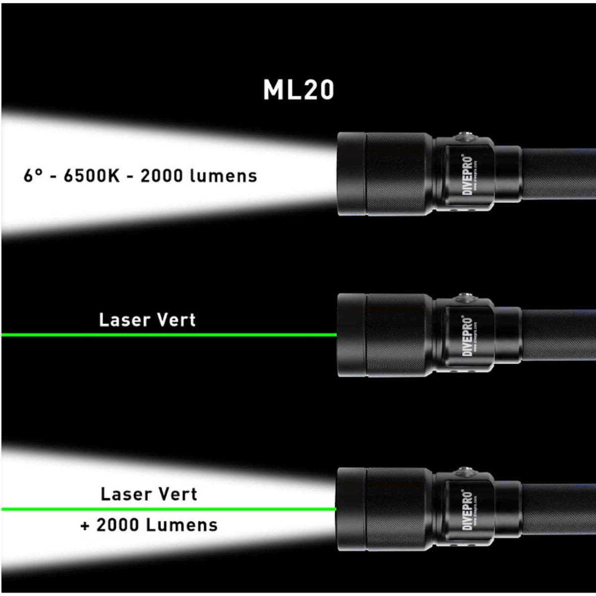 DIVEPRO Tauchlampe mit Laser ML20