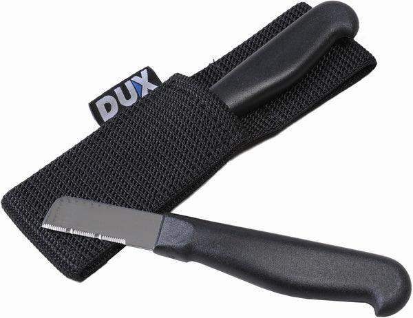 Schwarzes Tauchermesser mit Wellenschliff und Nylonscheide für Tauchausrüstung