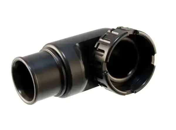 Schwarzer Tauchadapter aus Kunststoff, Anschlussstück für Tauchausrüstung, Nahaufnahme