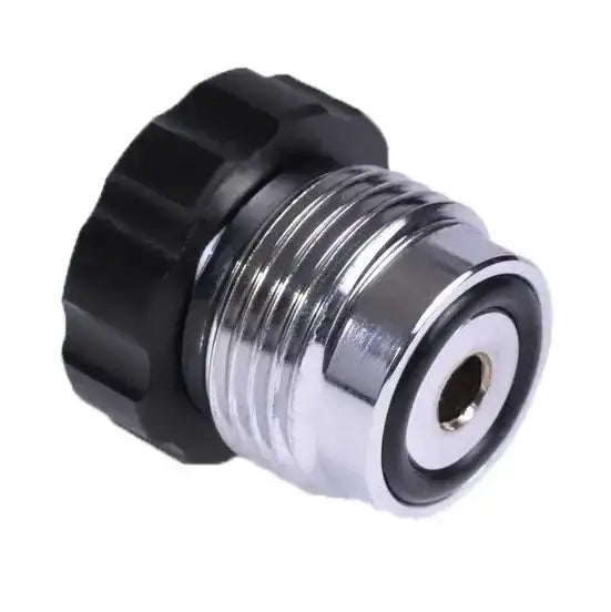 Tauchausrüstung Adapter aus Metall und Kunststoff, Detailaufnahme vor weißem Hintergrund