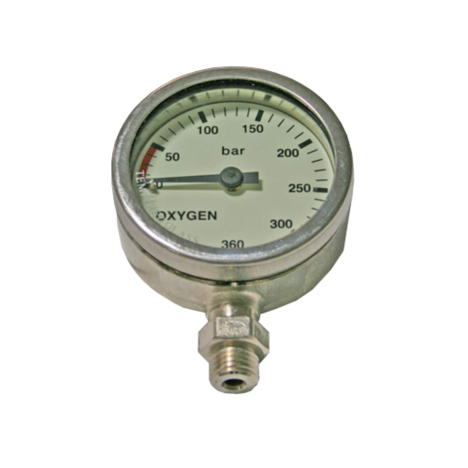 Finimeter 52 mm 0-360 Bar, Sauerstoff