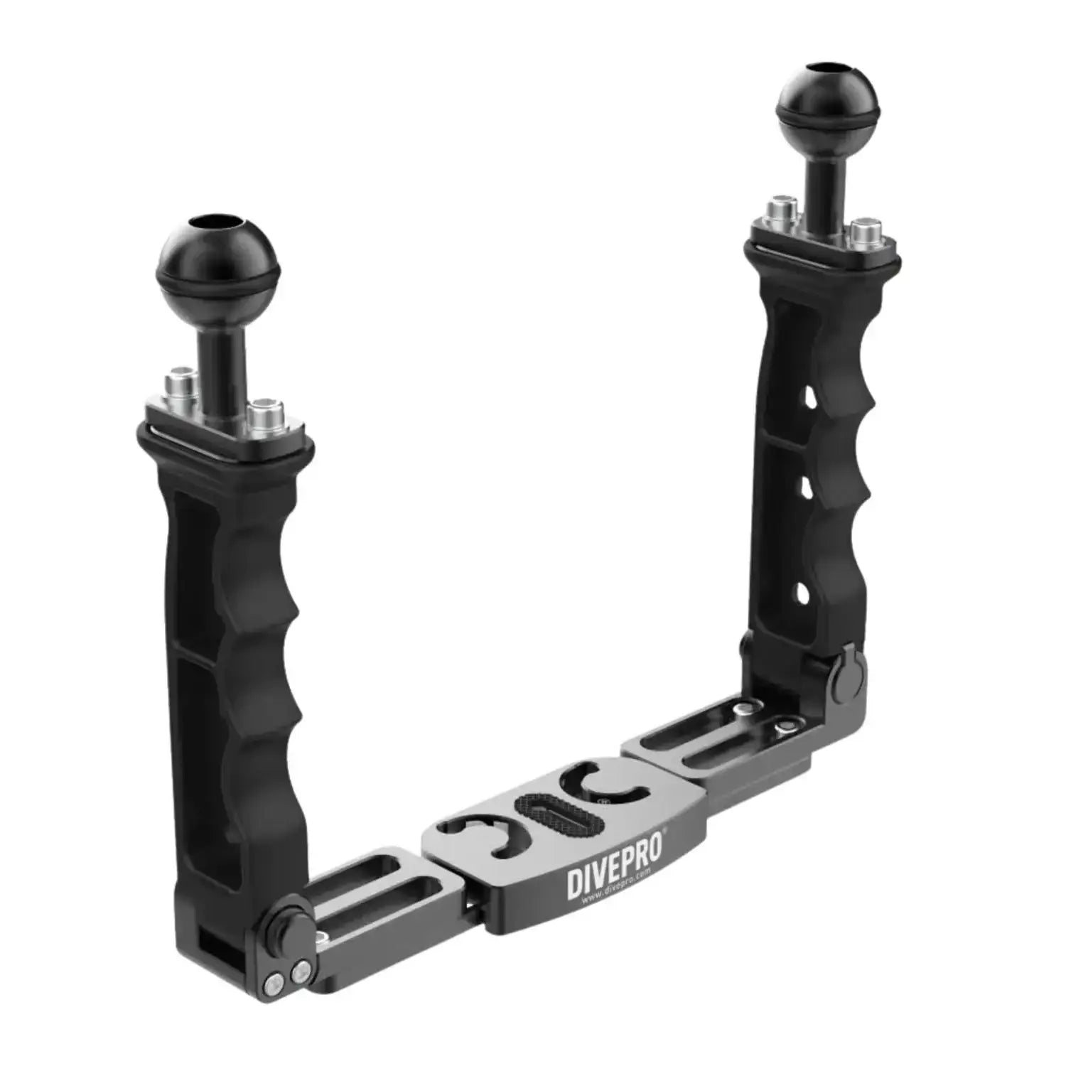 Taucherkamera Halterung aus Metall mit zwei ergonomischen Griffen, geeignet für Unterwasserkameras und Tauchzubehör