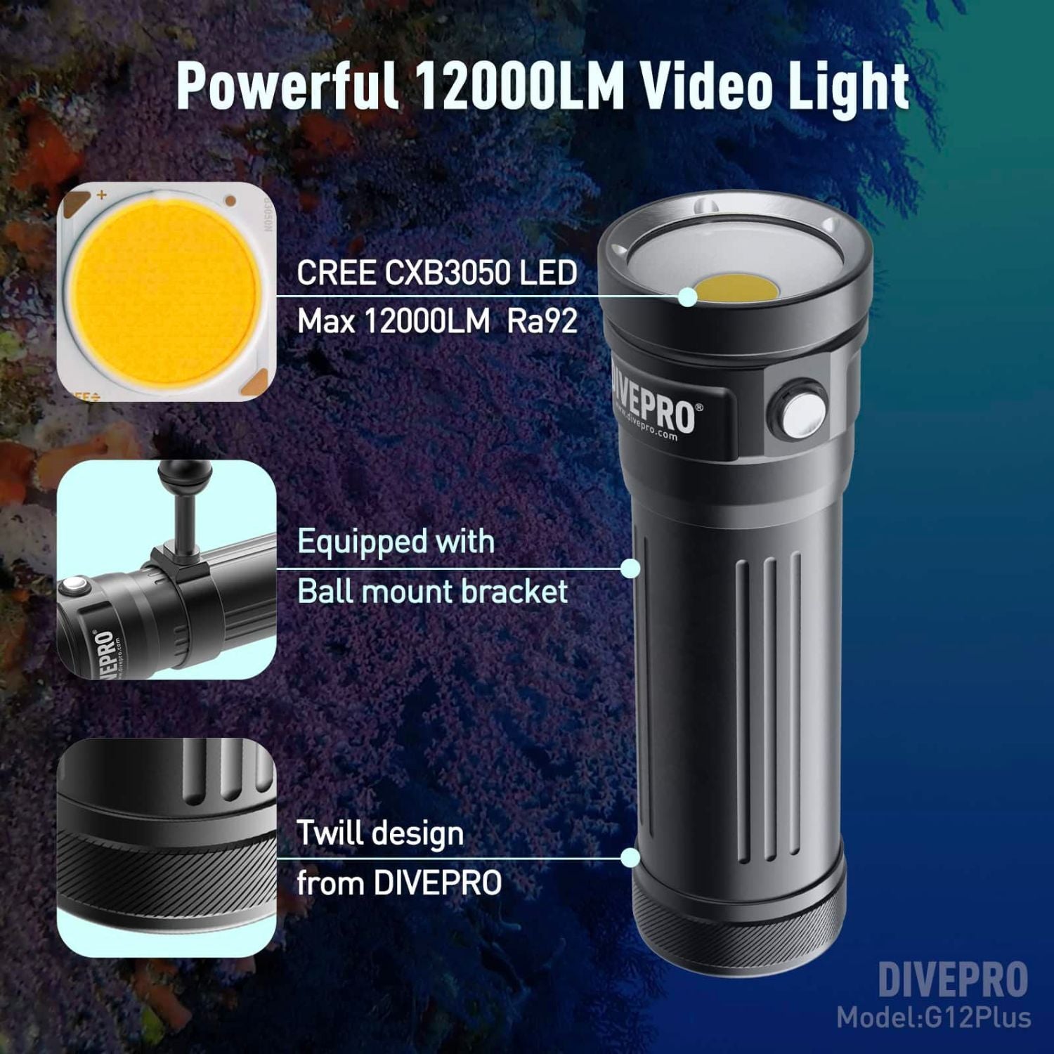 Divepro Videoleuchte G12 Plus