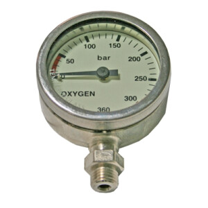 Finimeter 52 mm 0-360 Bar, Oxygen